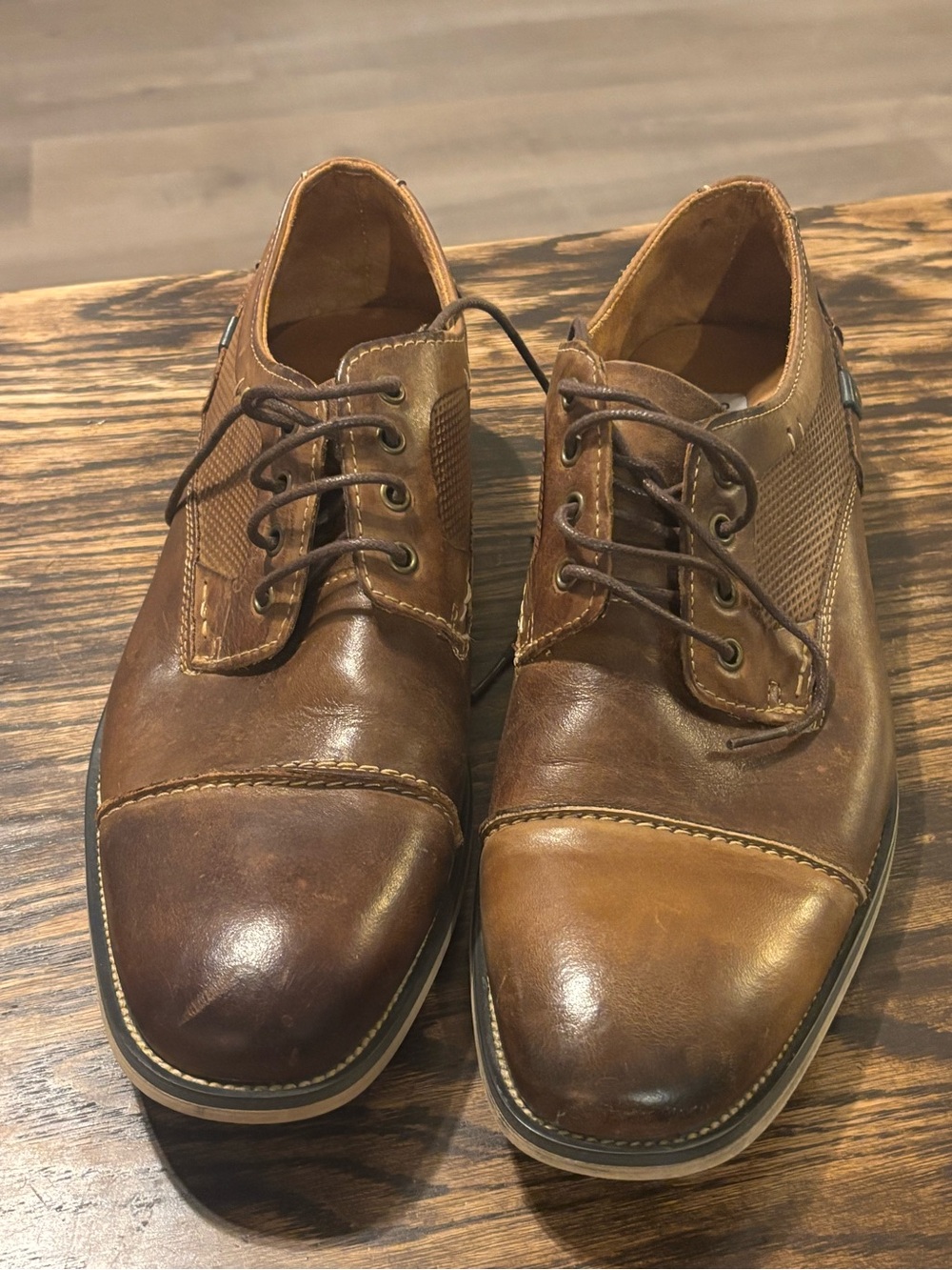Men's Brown Leather Lace-Up Casual Dress Shoes